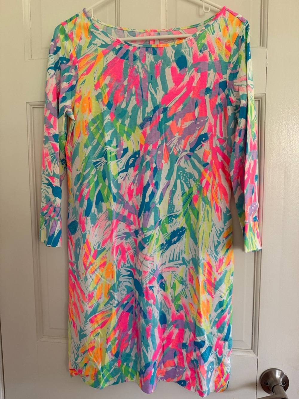 Lilly Pulitzer Multicolor Neon Palm Print Long Sleeve Dress
